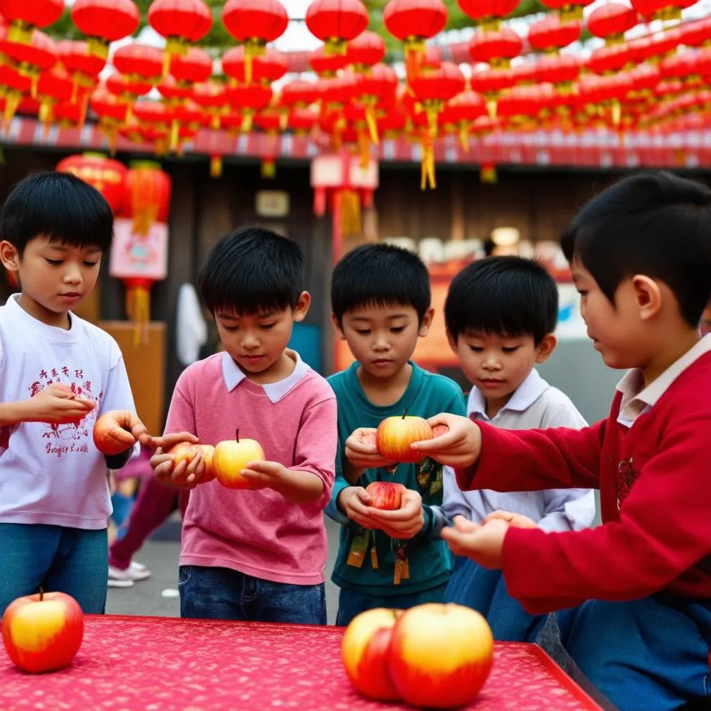 Kỹ năng ăn táo trên dây