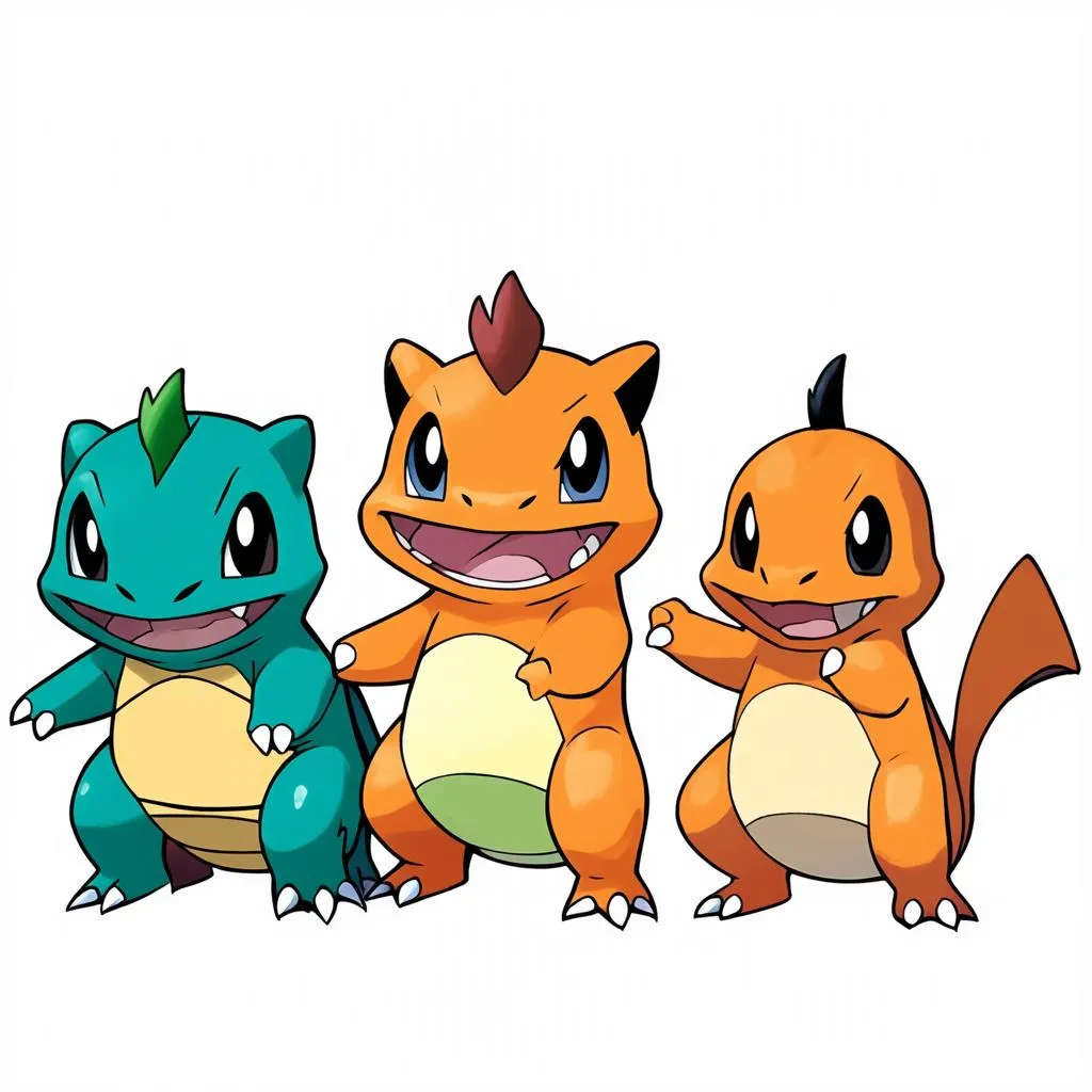 Ba Pokémon khởi đầu: Bulbasaur, Charmander, Squirtle