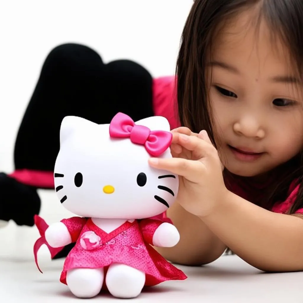 Bé gái vui chơi cùng Hello Kitty