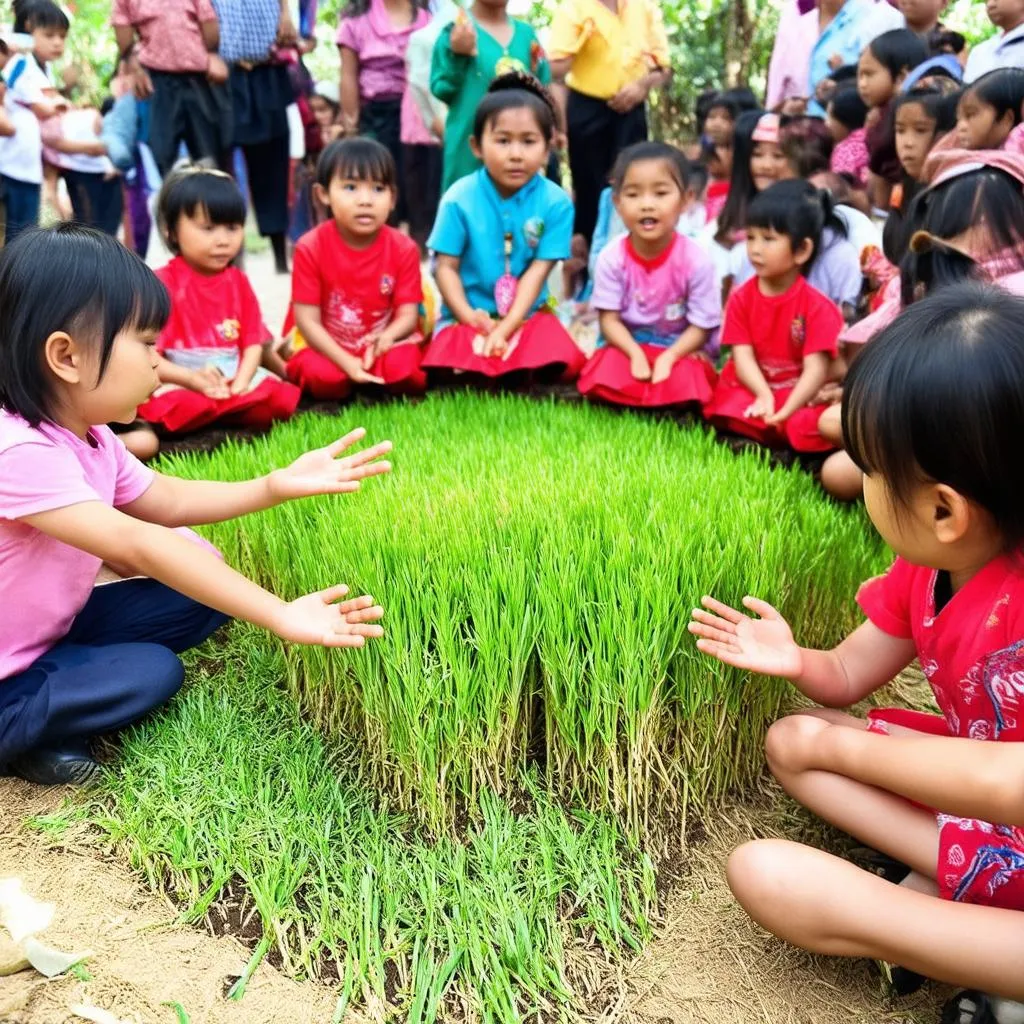 Bé gái vui chơi dung dăng dung dẻ