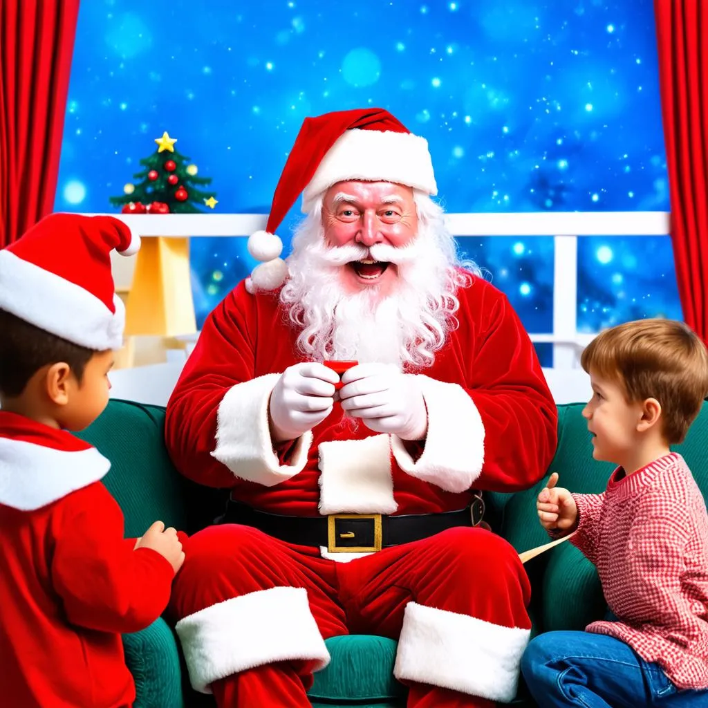 Ông già Noel và những đứa trẻ vui chơi trong không khí Giáng Sinh