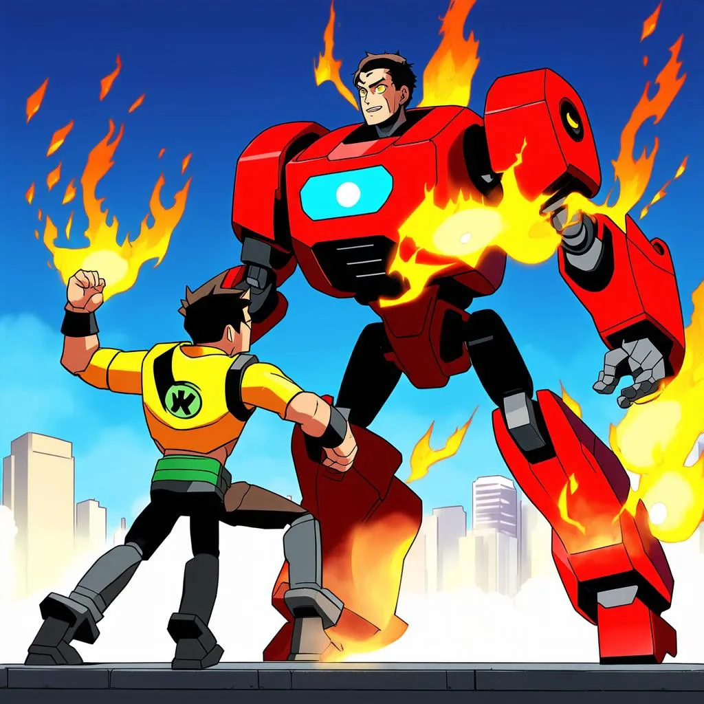 Ben 10 chiến đấu với quái vật