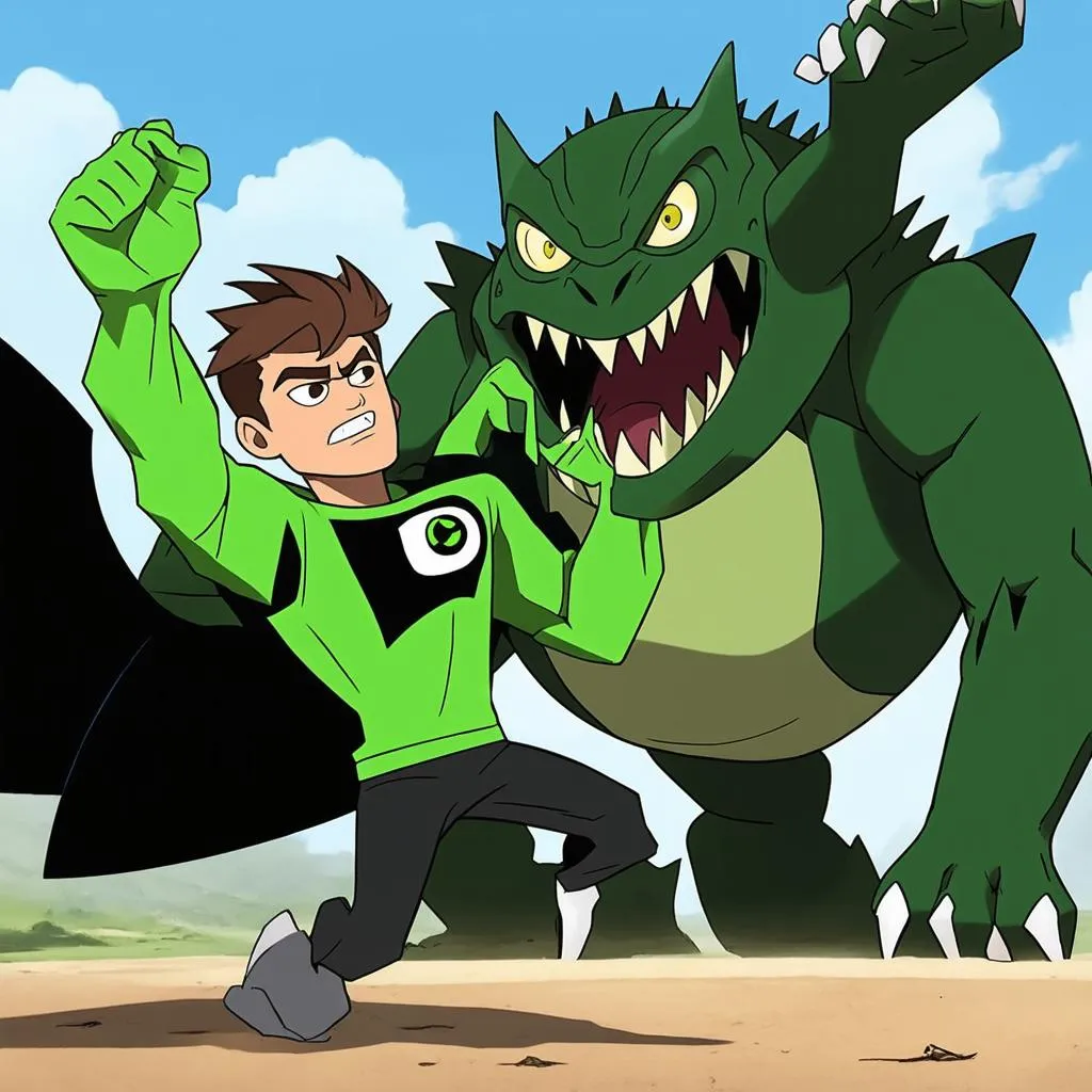 Ben 10 chiến đấu với quái vật