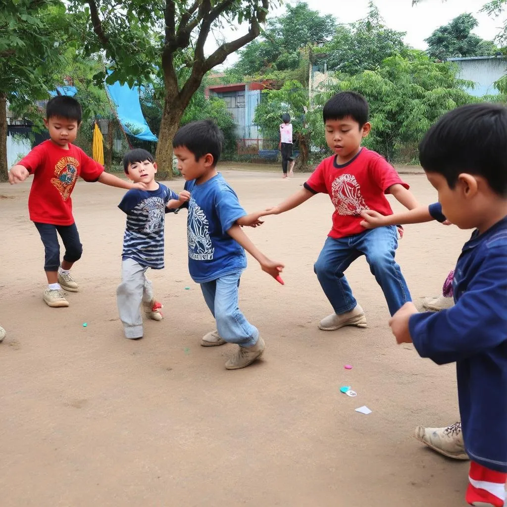 Trẻ em chơi biến tấu trò chơi công nông