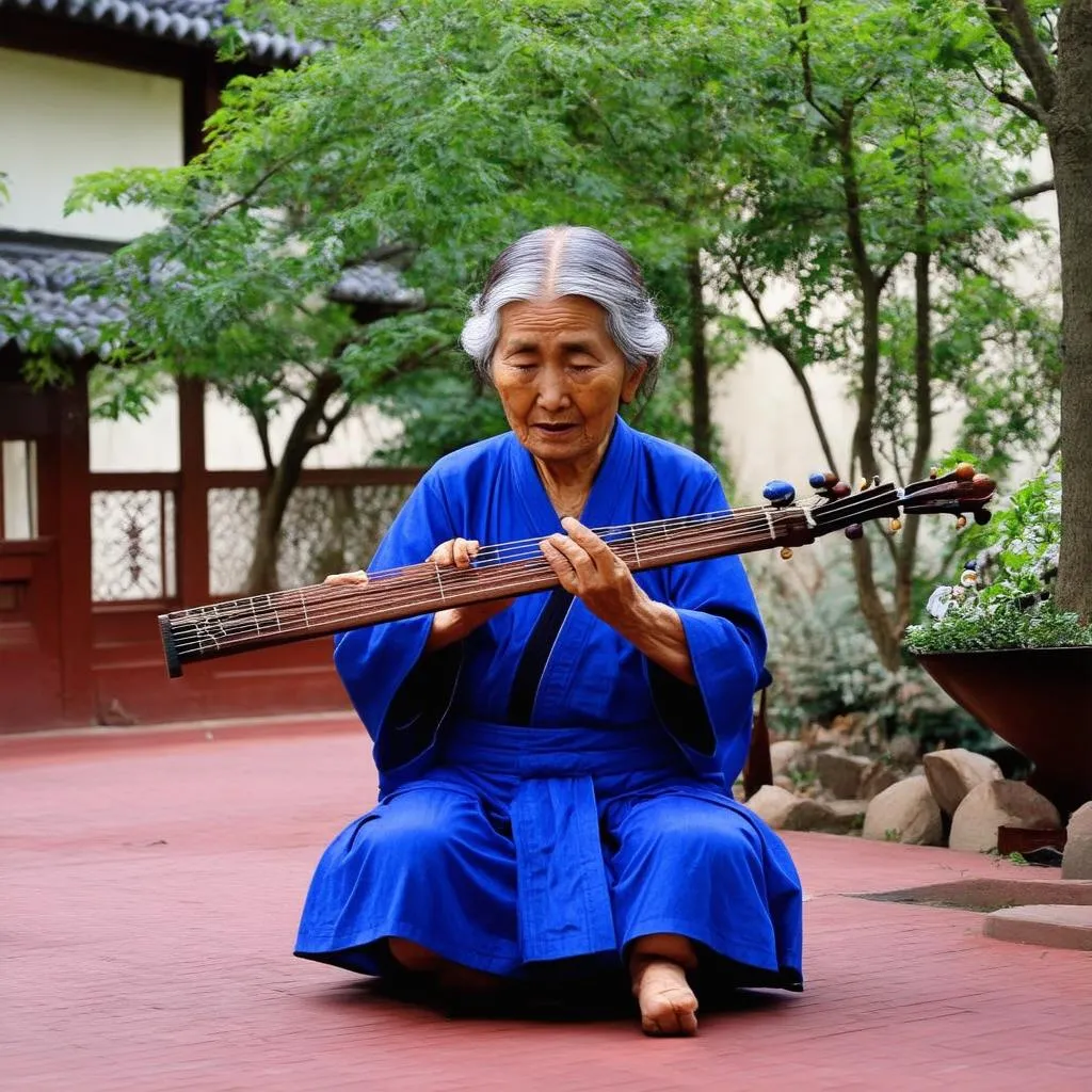 Cụ bà chơi ô ăn quan