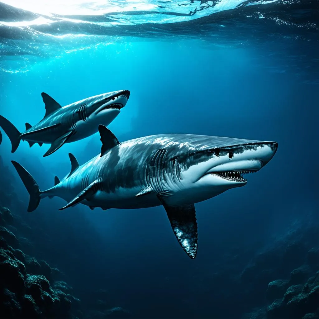 Cá mập Megalodon khổng lồ săn mồi