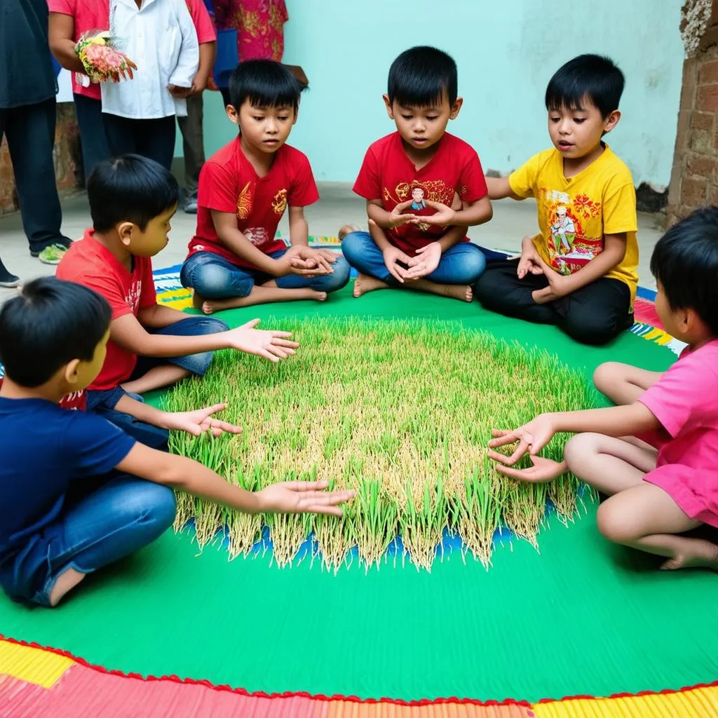 Các bé cùng nhau chơi dung dăng dung dẻ