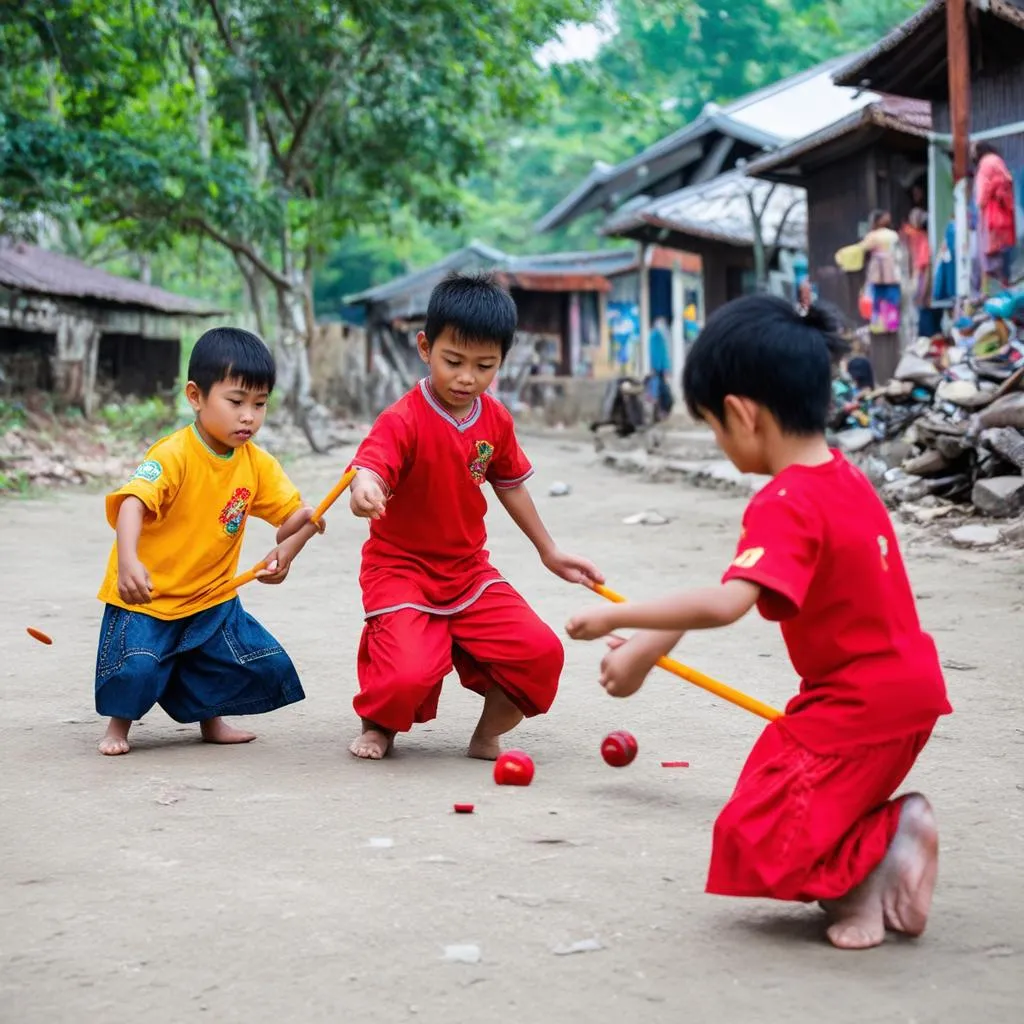 Trẻ em chơi trò chơi dân gian