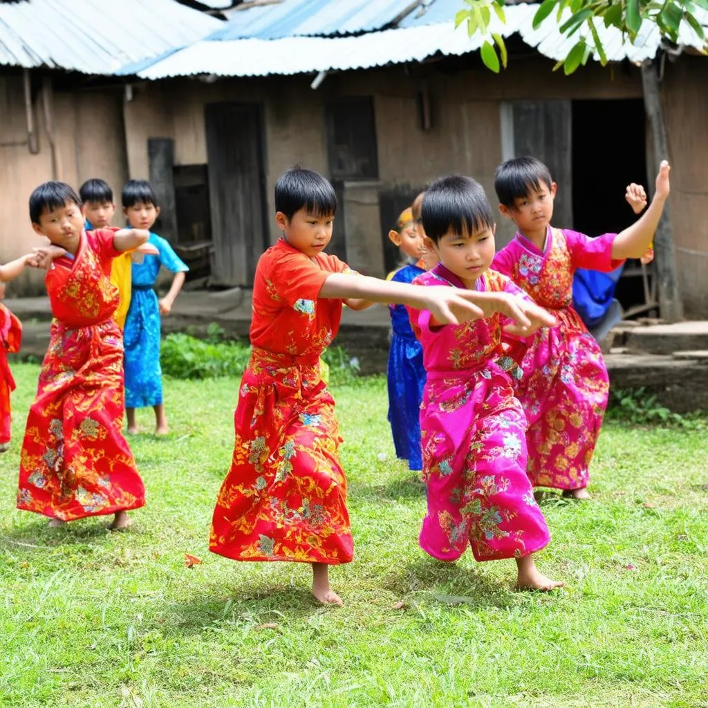 Các em nhỏ chơi ô ăn quan