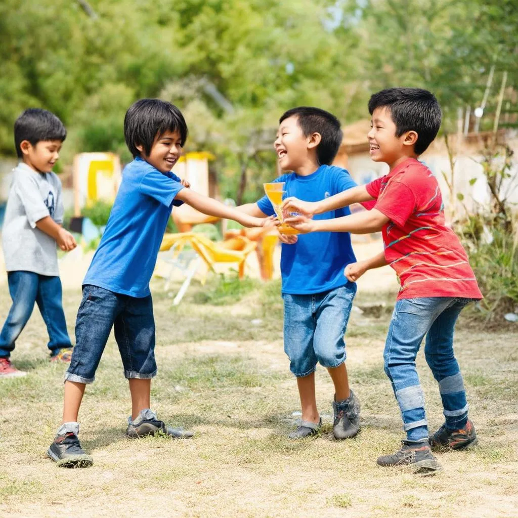 Các em nhỏ vui chơi cùng nhau