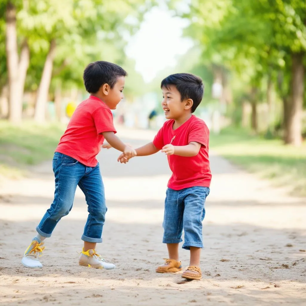 Các em nhỏ đang vui chơi cùng nhau