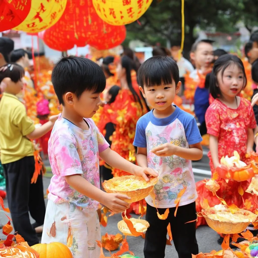 Các em nhỏ đang vui Trung Thu