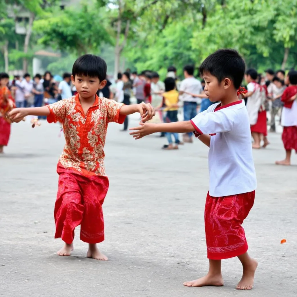 các em nhỏ chơi trò chơi vận động