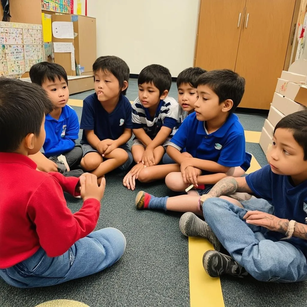 Children playing listening game