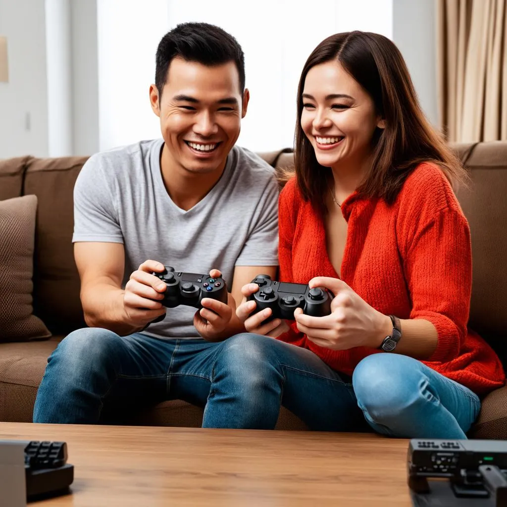 Cặp đôi chơi video game