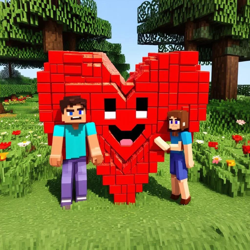 minecraft couple building world