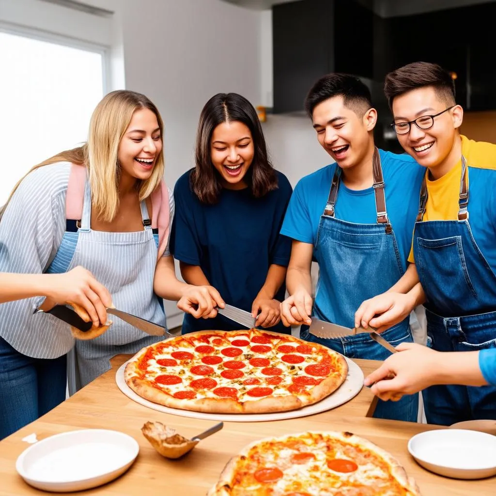 Cắt pizza vui vẻ