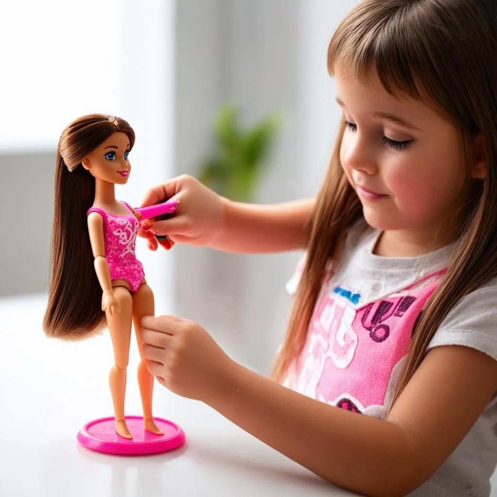 Cắt tóc cho búp bê Barbie