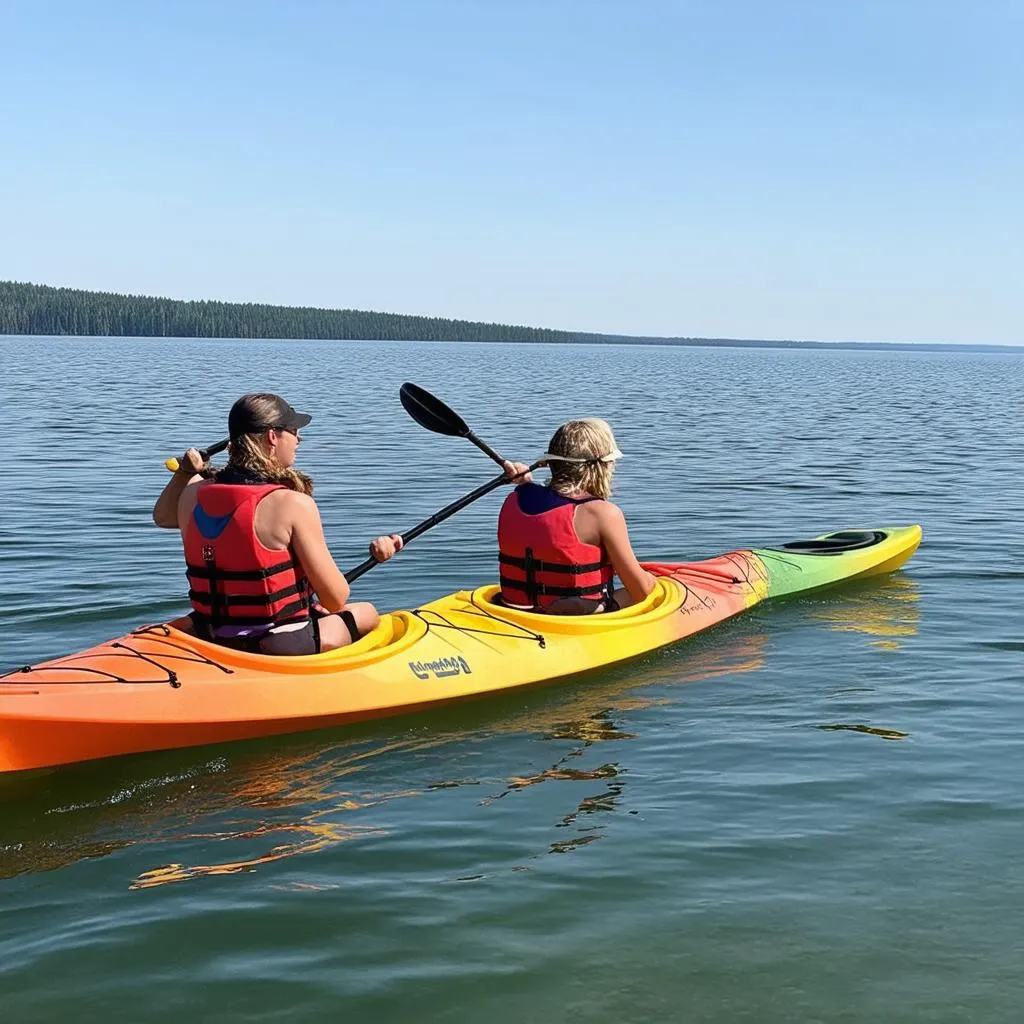 chèo thuyền kayak trên hồ