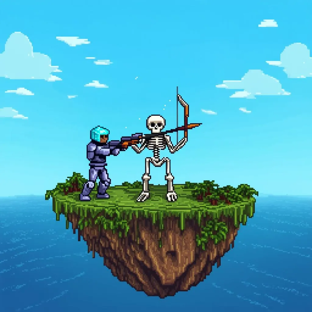 Minecraft chiến đấu với Skeleton