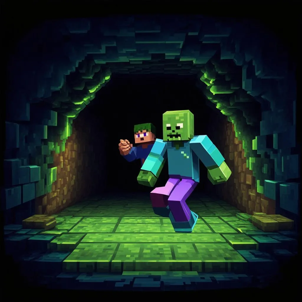 Minecraft chiến đấu với Zombie