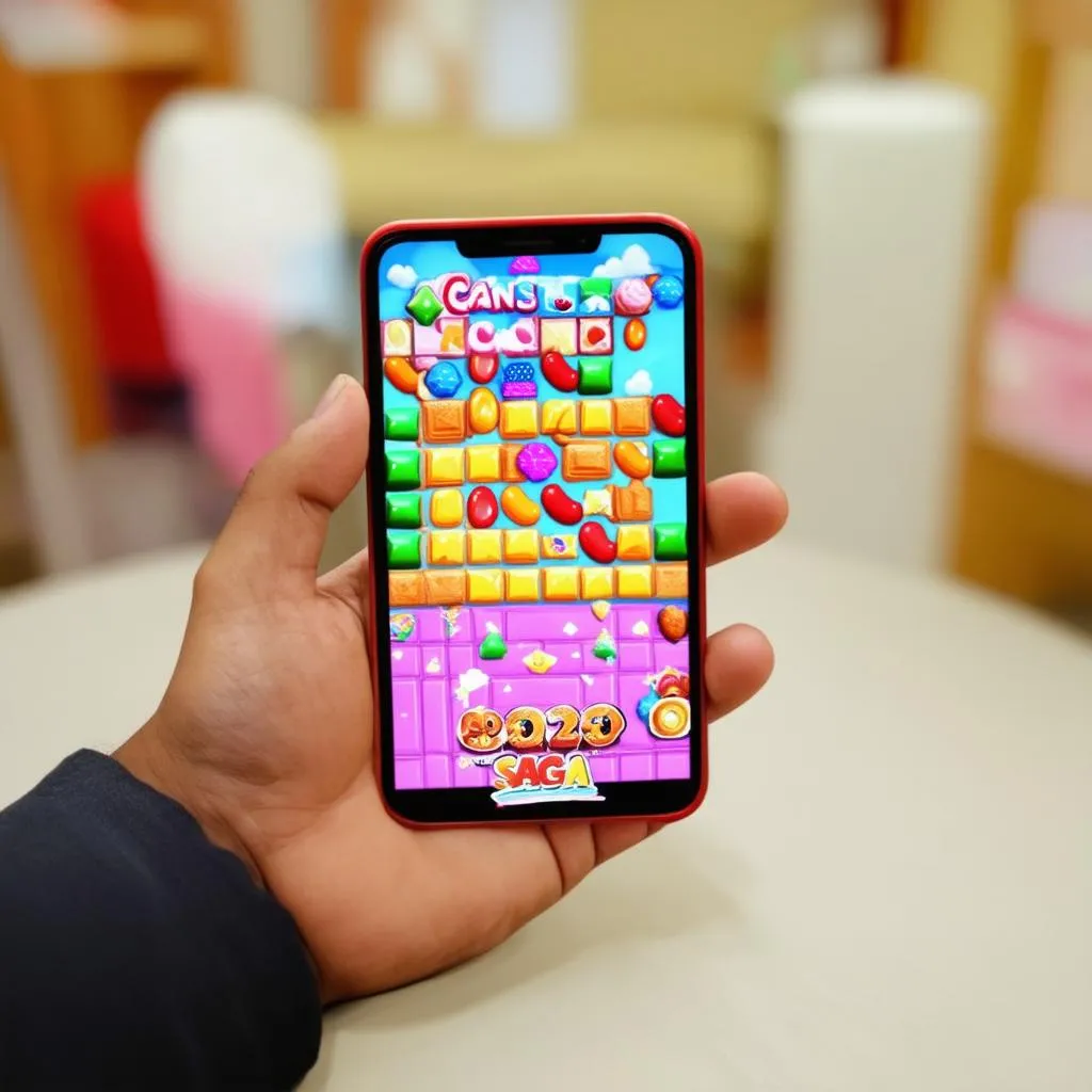 Chơi game Candy Crush Saga trên điện thoại