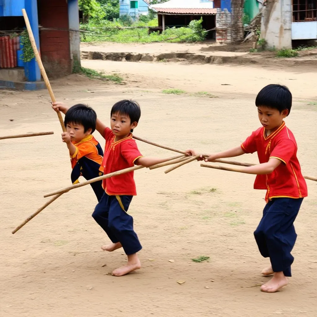 Trẻ em chơi chuyền truyền thống