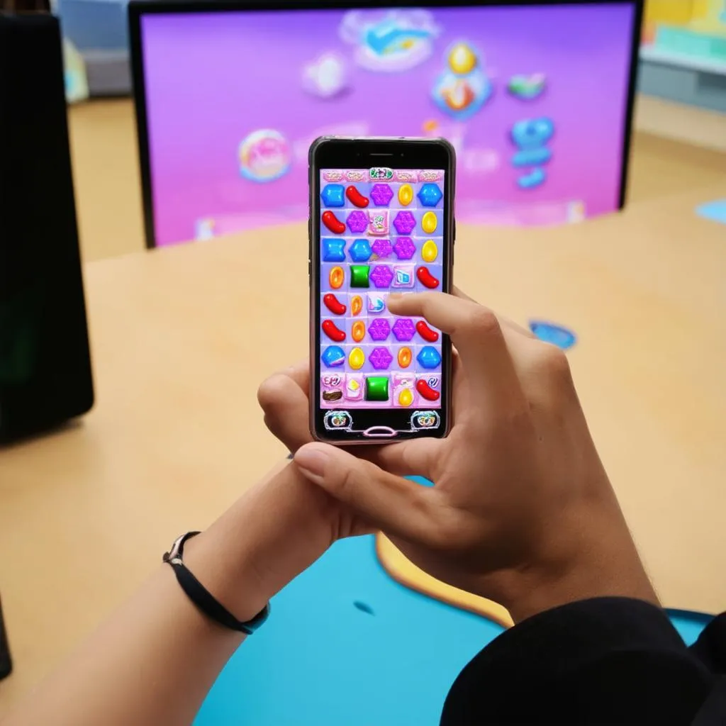 Chơi game Candy Crush trên điện thoại