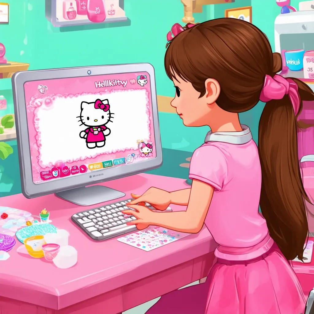 Trò chơi sơn móng tay Hello Kitty trên máy tính