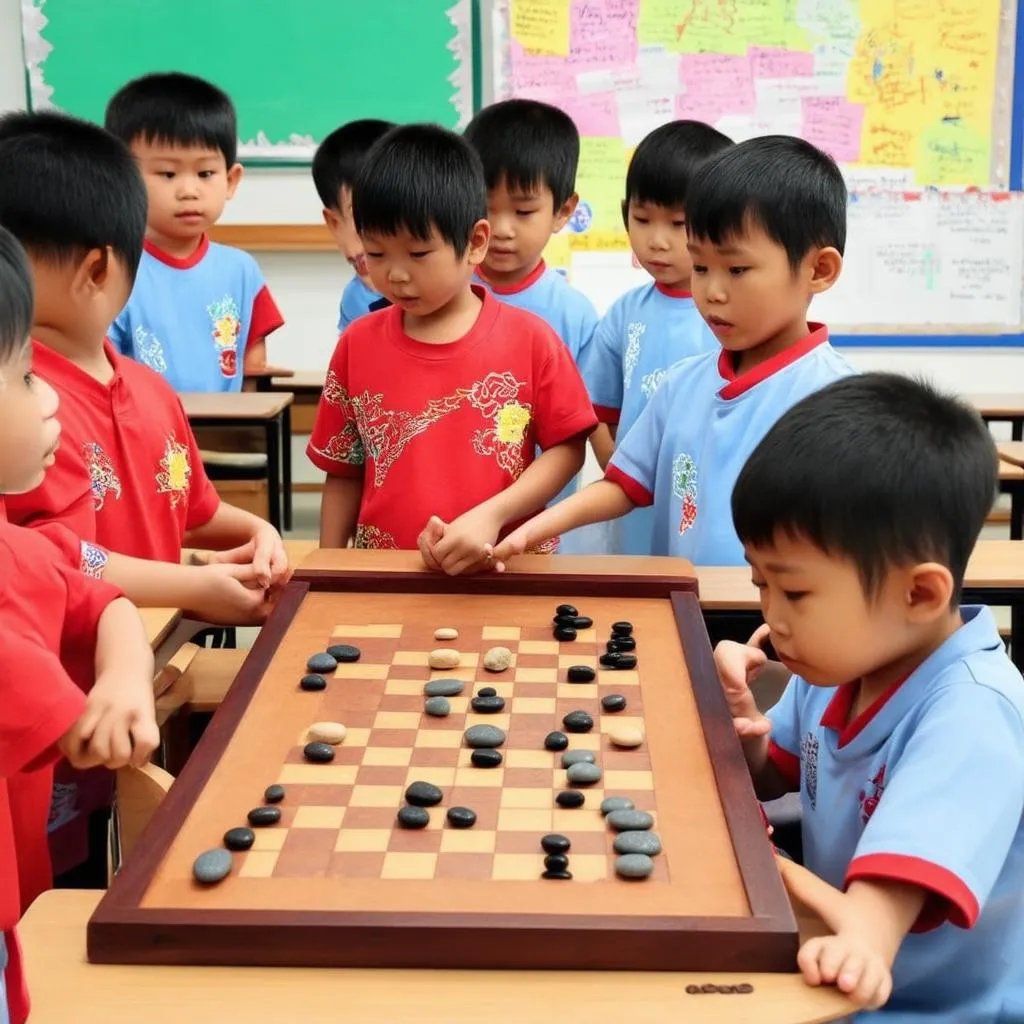 Children playing o an quan game