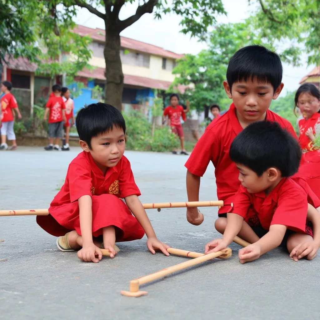 Trẻ em chơi ô ăn quan