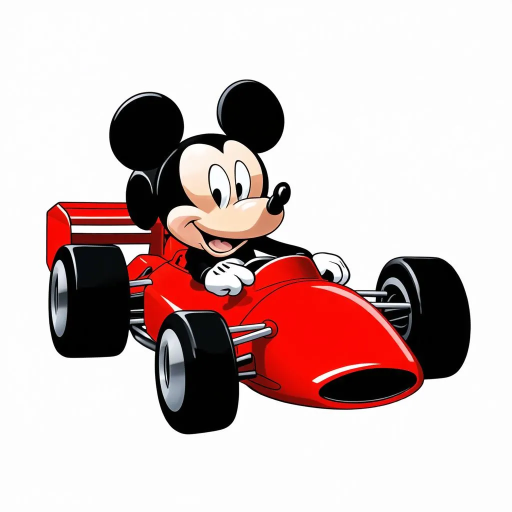 Mickey Mouse chơi game đua xe