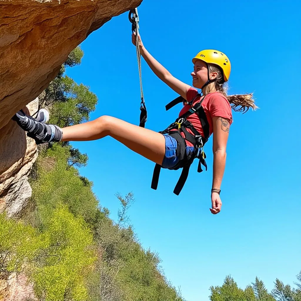 Cô gái đang nhảy bungee