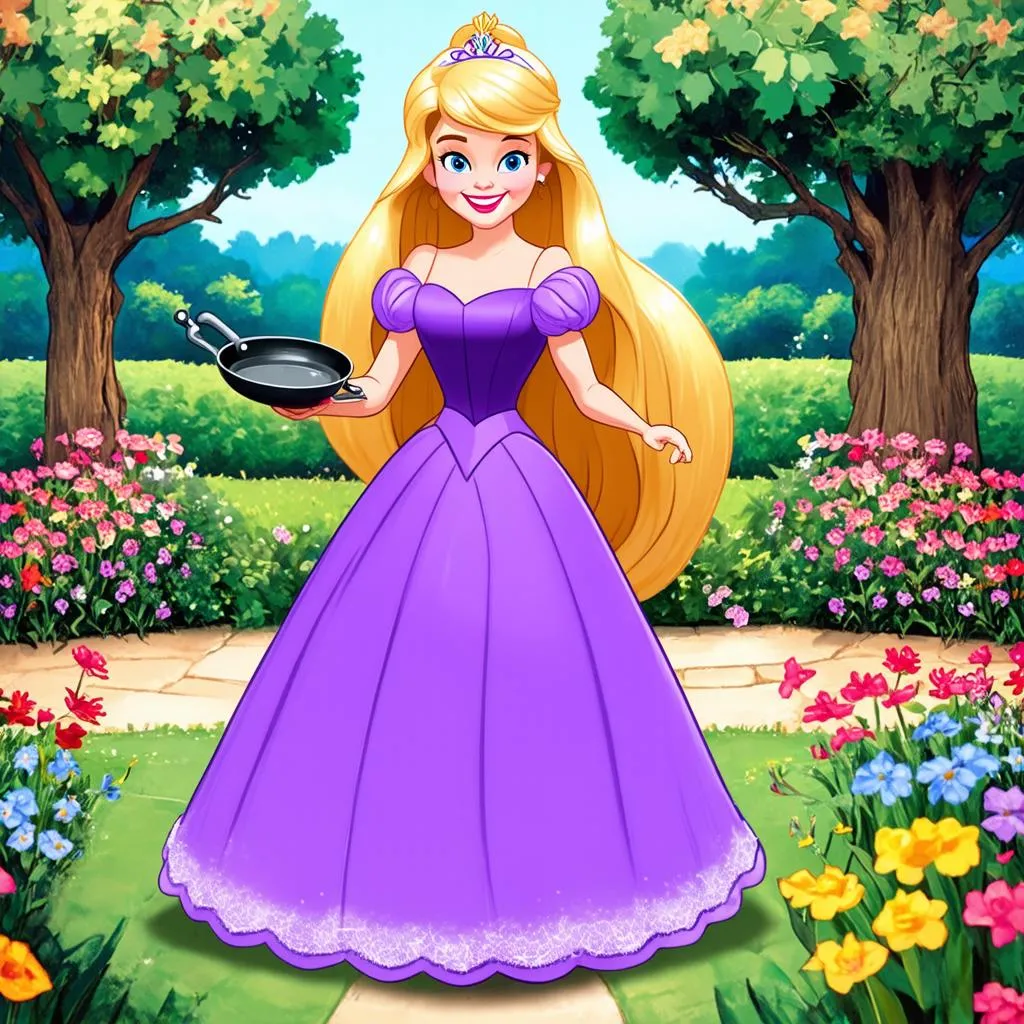 Công chúa Rapunzel trong khu vườn