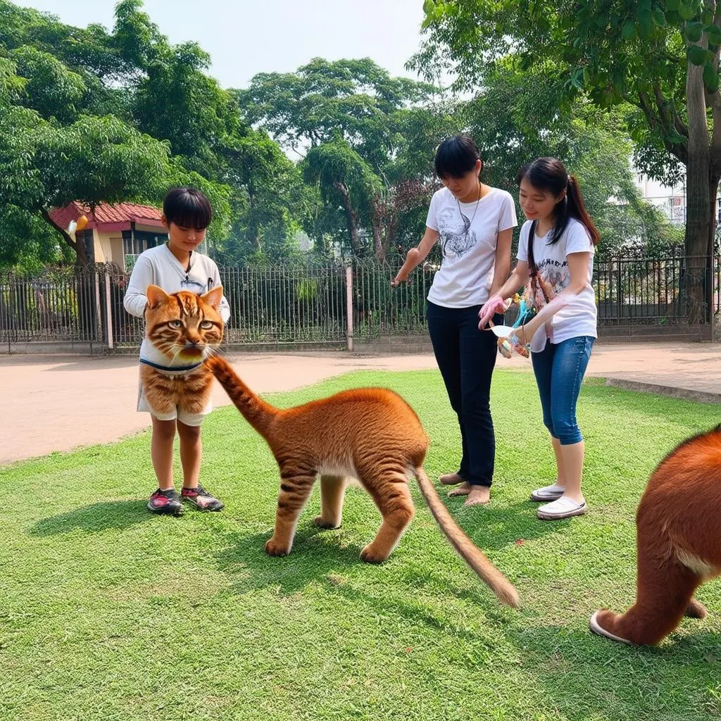 Công viên Thủ Lệ vui chơi với thú