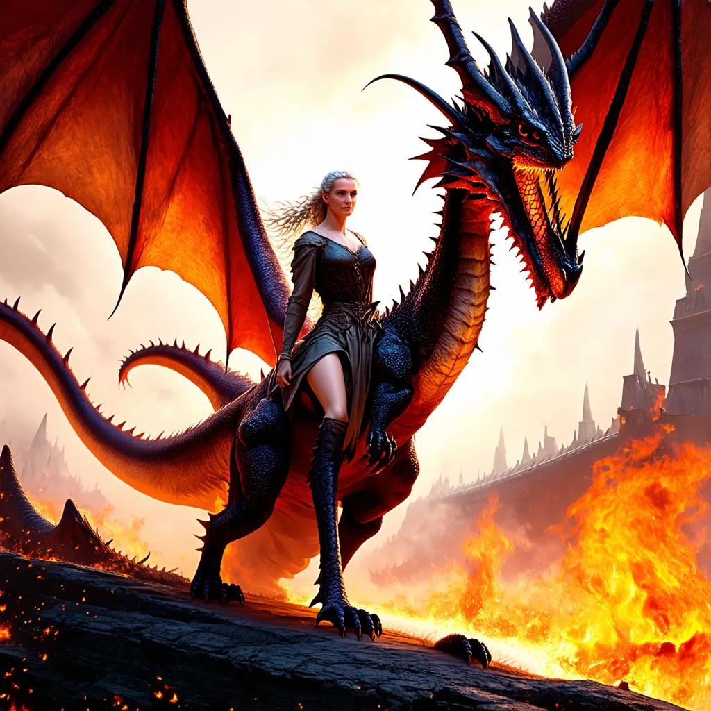 Daenerys Targaryen cưỡi rồng