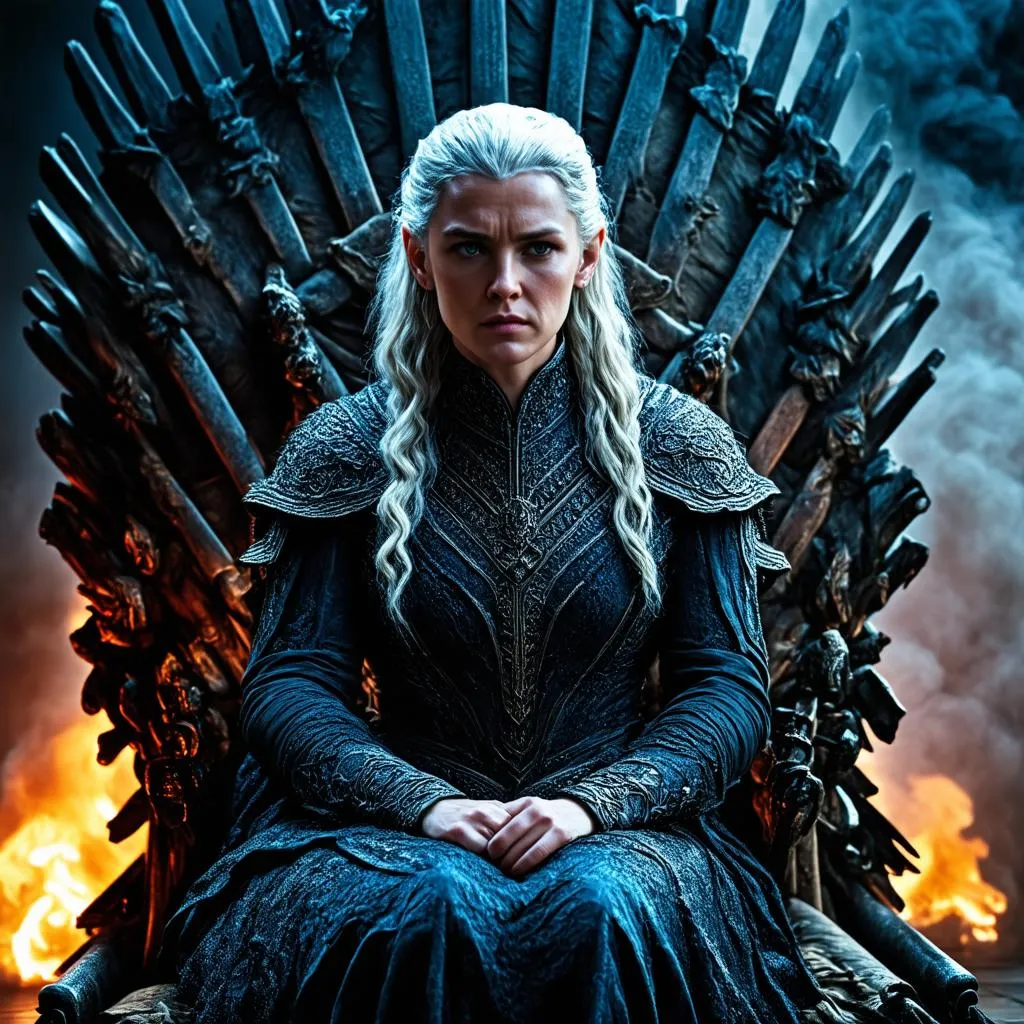 Daenerys Targaryen ngồi trên Ngai Sắt