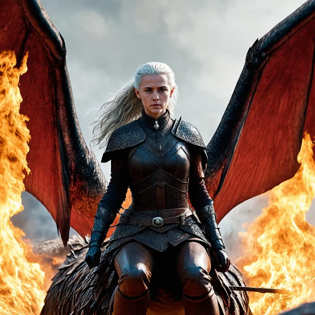 Daenerys Targaryen trên lưng rồng