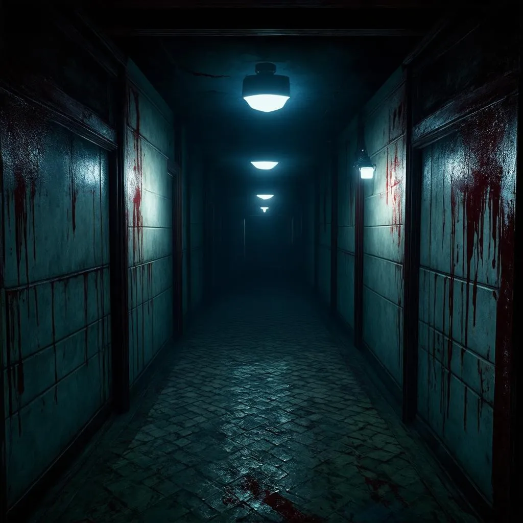 dark and scary video game environment