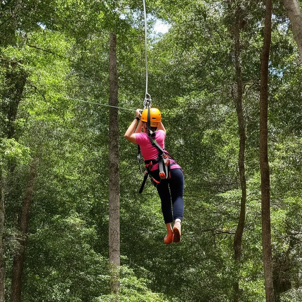 Du khách chơi zipline tại thác Datanla