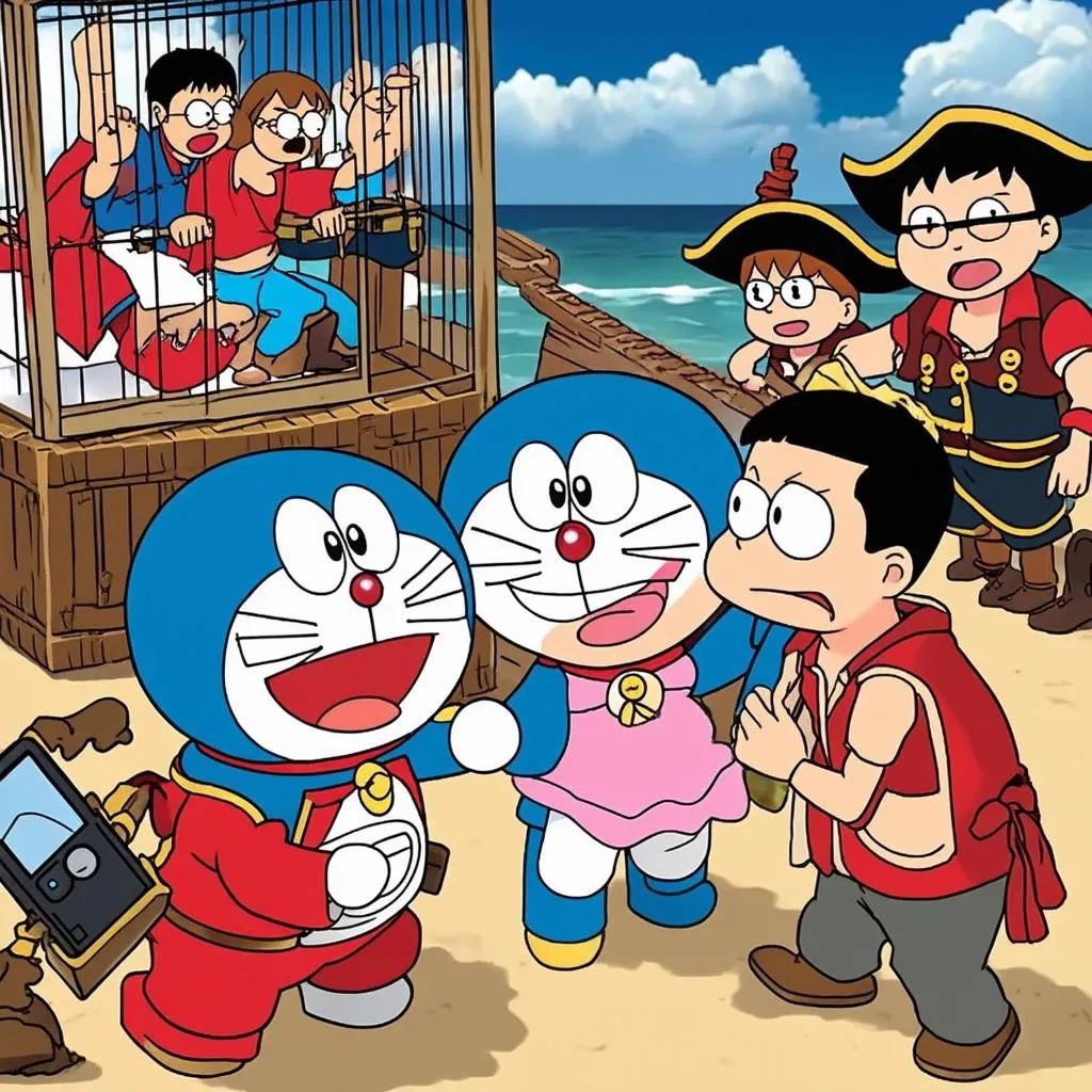 Hình ảnh Doraemon và Nobita giải cứu công chúa