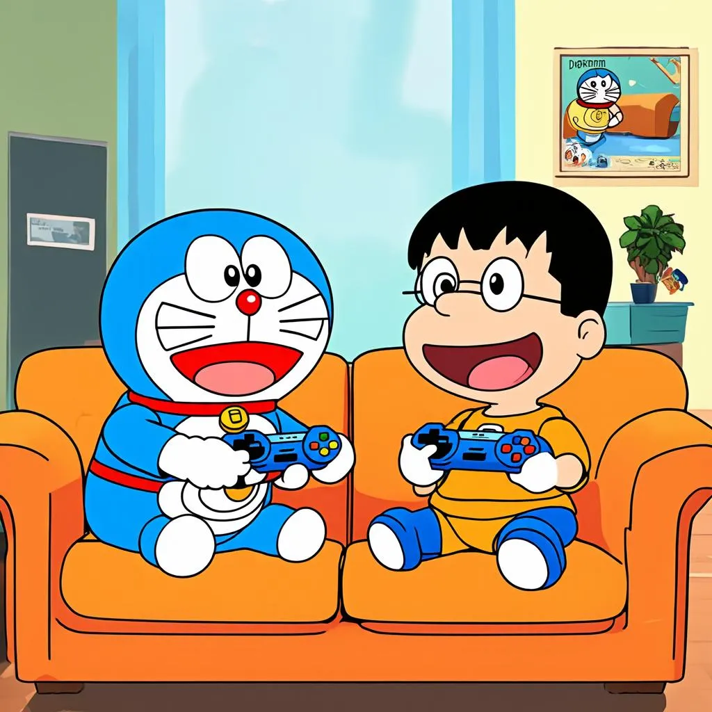 Doraemon và Nobita cùng chơi game