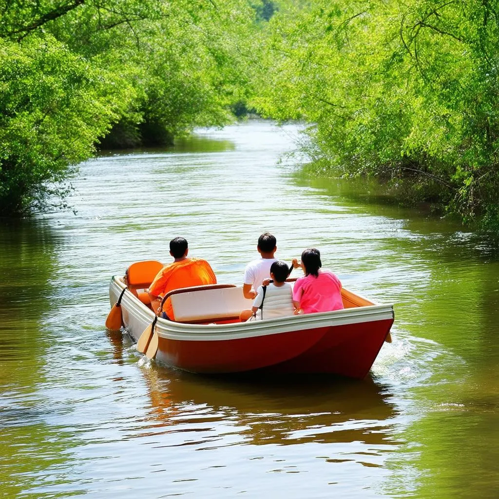 du thuyền trên sông lười