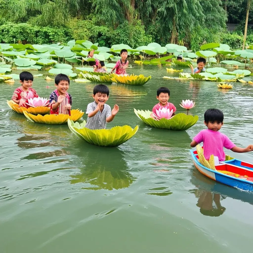 Đua thuyền lá sen