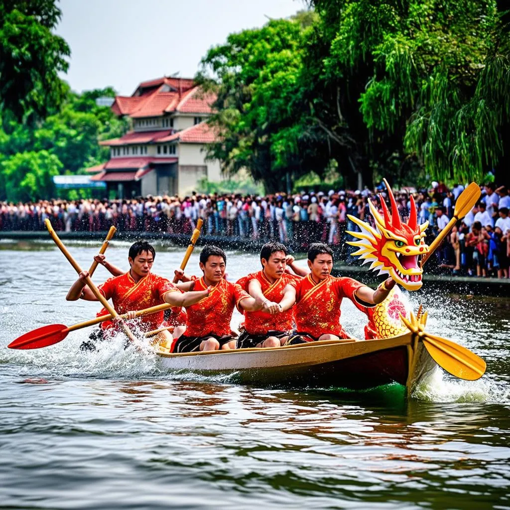 Đua thuyền tại Lễ hội Đền Hùng