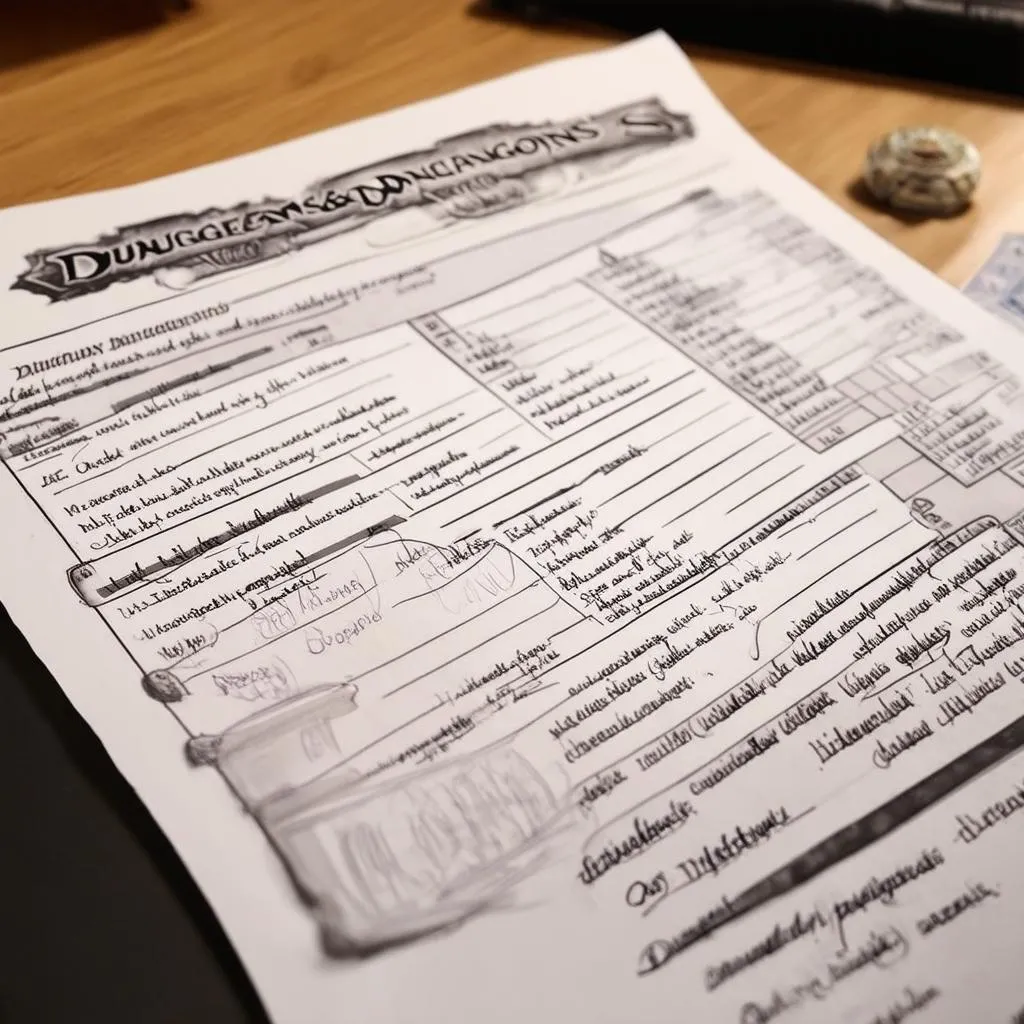 Dungeons and Dragons Character Sheet