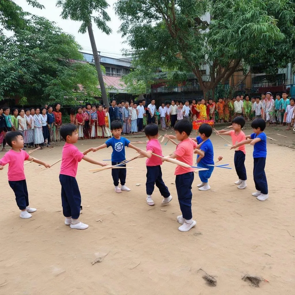 Trẻ em chơi ô ăn quan