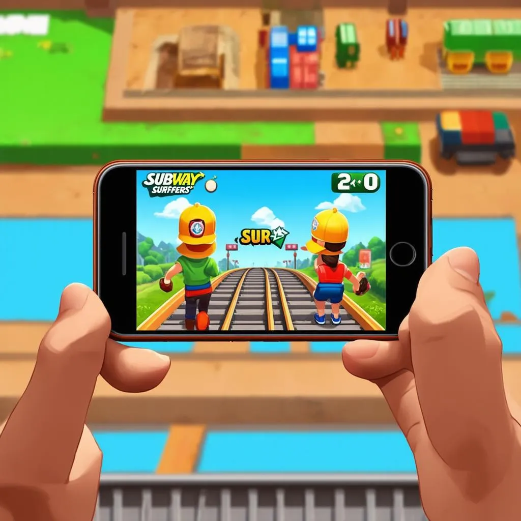 Chơi game Subway Surfers trên điện thoại