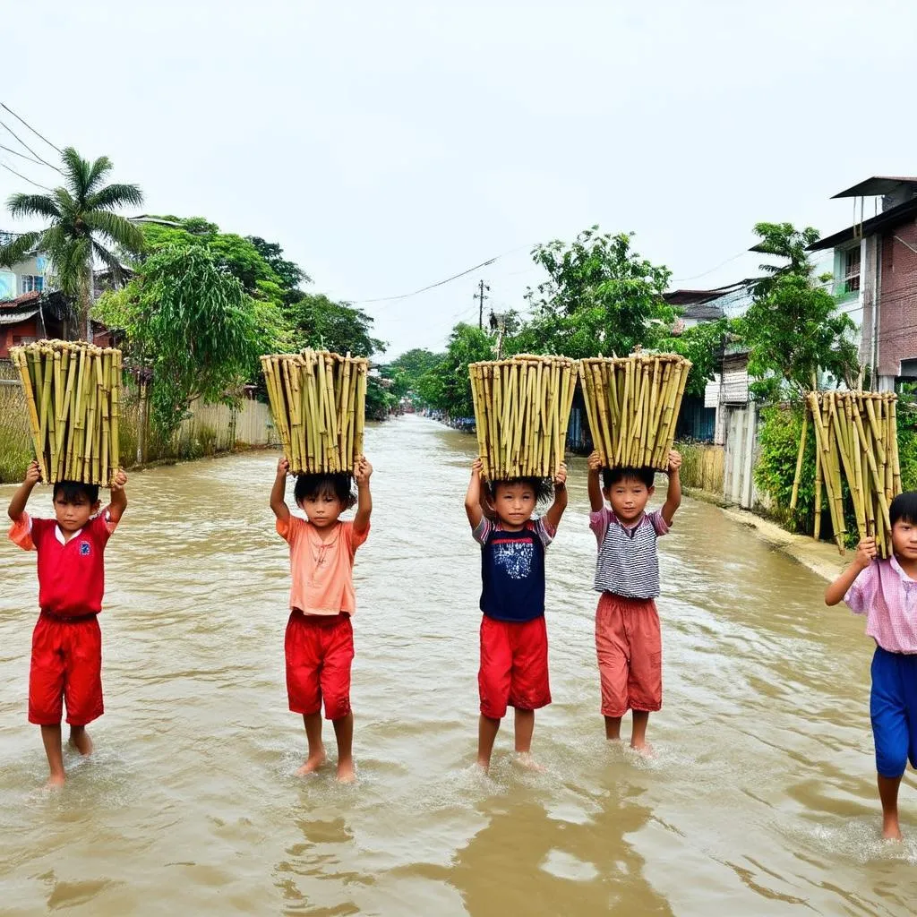 Trò chơi gánh nước tuổi thơ