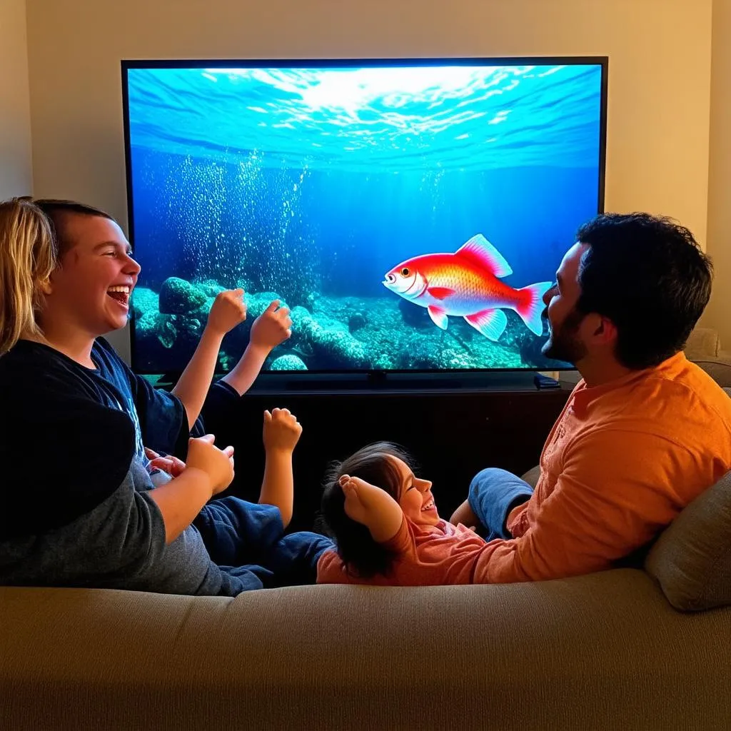 Family Playing Fishing Game